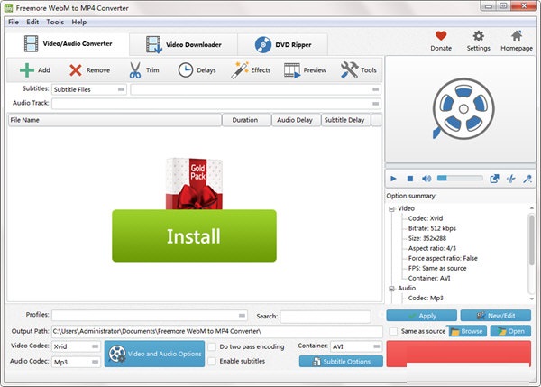 Freemore WebM to MP4 Converter